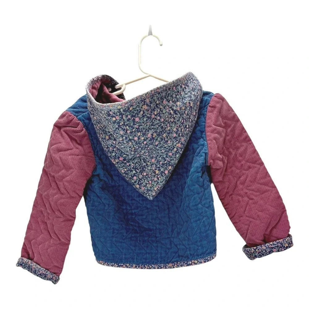 Lucky U Quilted Hooded Jacket & Dress Set EST Size 12M Floral Cottagecore (flaw)